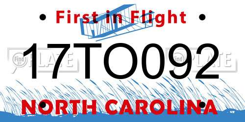 17TO092 North Carolina License Plate