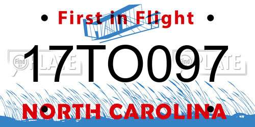 17TO097 North Carolina License Plate