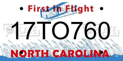 17TO760 North Carolina License Plate