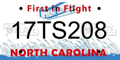 17TS208 North Carolina License Plate