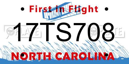 17TS708 North Carolina License Plate