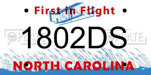 1802DS North Carolina License Plate