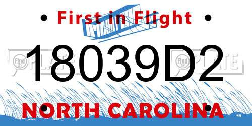 18039D2 North Carolina License Plate