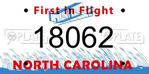 18062 North Carolina License Plate