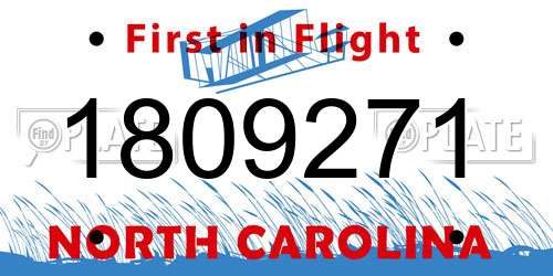 1809271 North Carolina License Plate