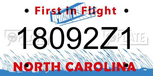 18092Z1 North Carolina License Plate