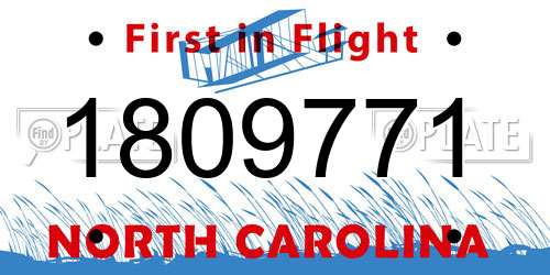 1809771 North Carolina License Plate