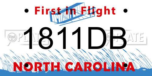 1811DB North Carolina License Plate
