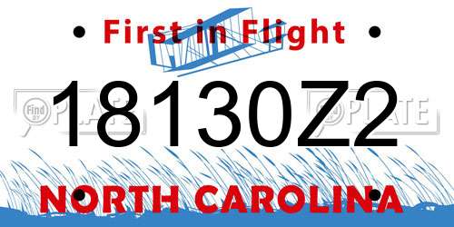 18130Z2 North Carolina License Plate