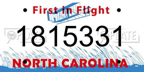1815331 North Carolina License Plate