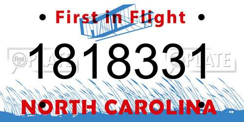 1818331 North Carolina License Plate