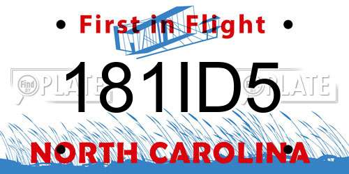 181ID5 North Carolina License Plate