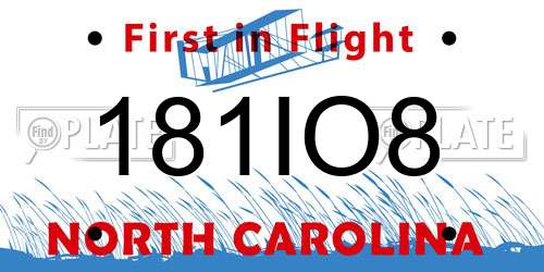 181IO8 North Carolina License Plate