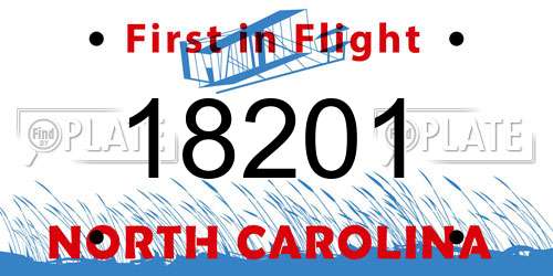 18201 North Carolina License Plate