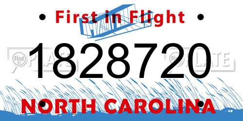 1828720 North Carolina License Plate