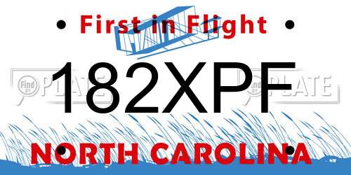 182XPF North Carolina License Plate
