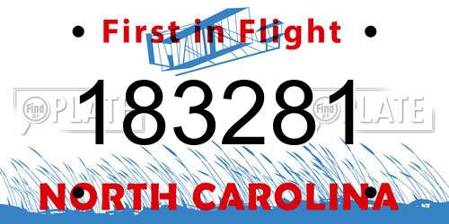 183281 North Carolina License Plate