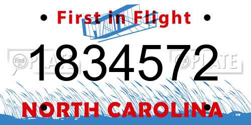 1834572 North Carolina License Plate