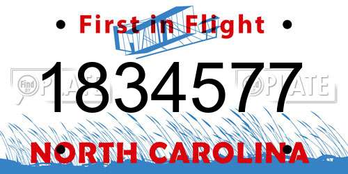 1834577 North Carolina License Plate