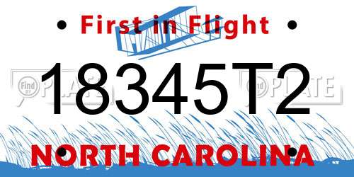 18345T2 North Carolina License Plate