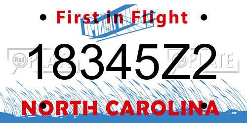 18345Z2 North Carolina License Plate
