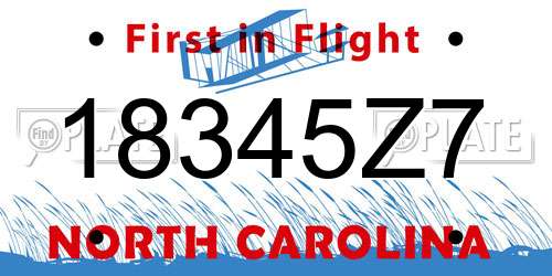 18345Z7 North Carolina License Plate