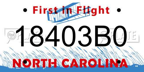 18403B0 North Carolina License Plate