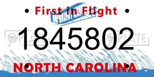 1845802 North Carolina License Plate