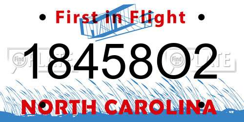 18458O2 North Carolina License Plate