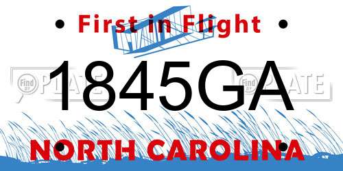 1845GA North Carolina License Plate