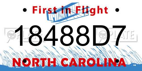18488D7 North Carolina License Plate