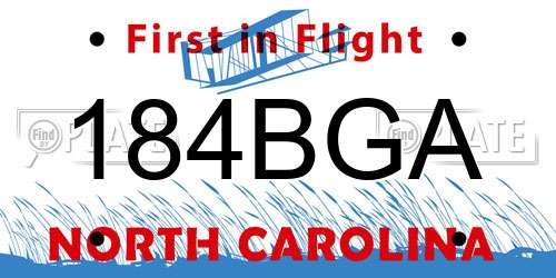 184BGA North Carolina License Plate