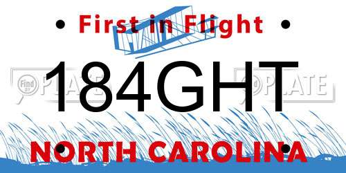 184GHT North Carolina License Plate