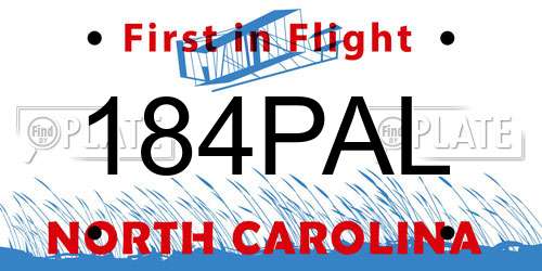 184PAL North Carolina License Plate