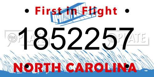 1852257 North Carolina License Plate