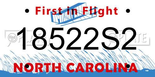 18522S2 North Carolina License Plate