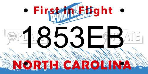1853EB North Carolina License Plate