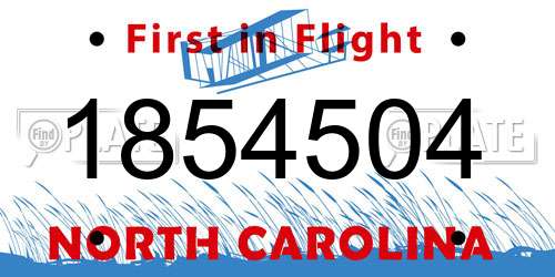1854504 North Carolina License Plate