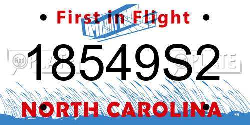 18549S2 North Carolina License Plate