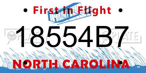 18554B7 North Carolina License Plate