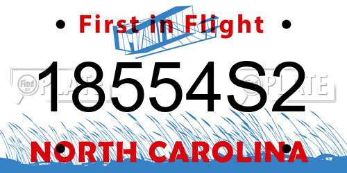 18554S2 North Carolina License Plate
