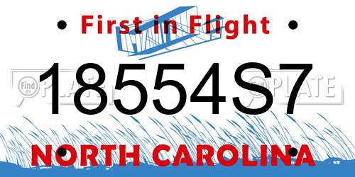 18554S7 North Carolina License Plate