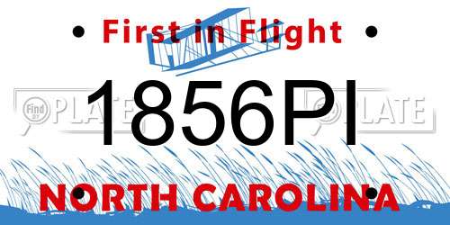 1856PI North Carolina License Plate