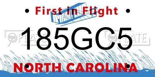 185GC5 North Carolina License Plate