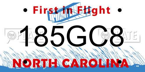 185GC8 North Carolina License Plate