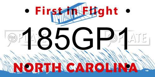 185GP1 North Carolina License Plate
