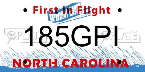 185GPI North Carolina License Plate
