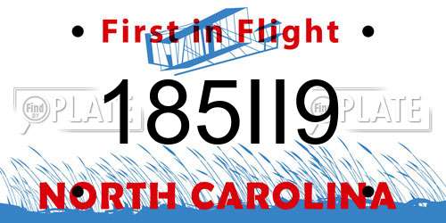185II9 North Carolina License Plate