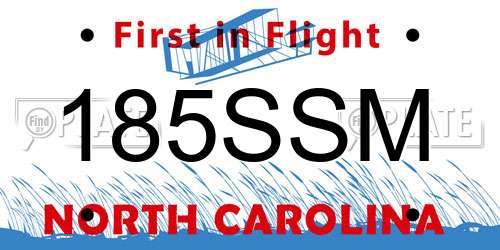 185SSM North Carolina License Plate