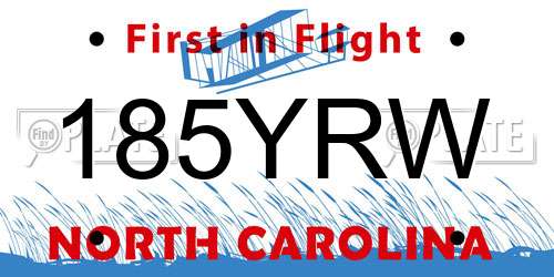 185YRW North Carolina License Plate